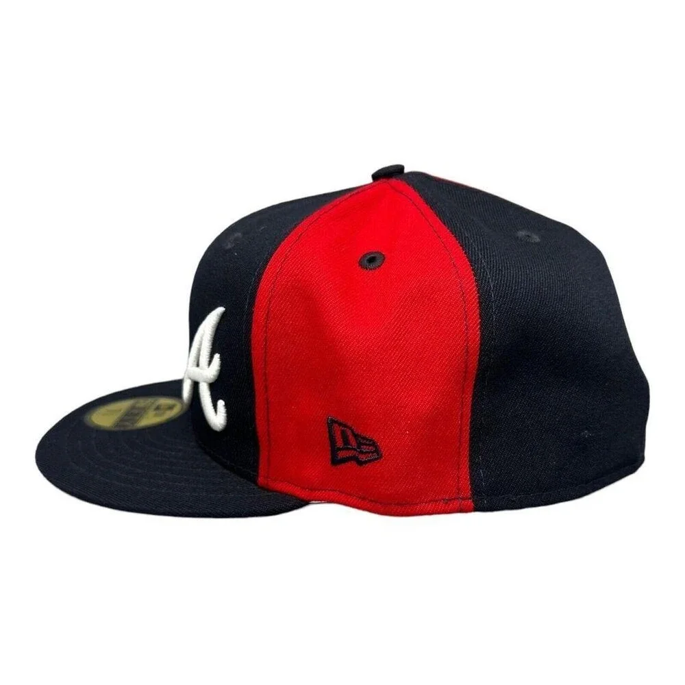 New Era 59FIFTY Atlanta Braves Split Navy Red Fitted Hat MLB Cap Men's Sz 7 3/4